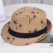 英伦复古爵士帽夏天情侣，卷边小礼帽，男女士海边度假草帽防晒遮阳帽