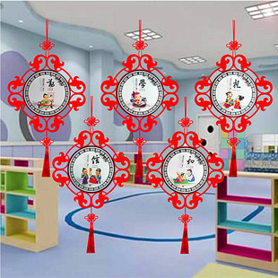 幼儿园走廊吊饰创意中国风挂饰生肖传统美德，文化小学教室国学装饰