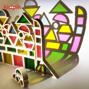 彩虹积木亚克力积木木质玩具幼儿园早教益智玩具积木玩具光影