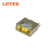 LOTES AJAK0031 直立式方口电源母座 联想黄色电源头DC座 焊板式
