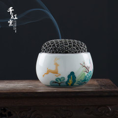 陶瓷千红窑手绘山水室内香熏炉