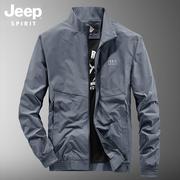 jeep吉普春秋季立领轻薄透气夹克衫男式休闲时尚，工装外套男装