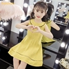 巴拉巴柆女童韩版纯色连衣裙2023夏季女孩学生娃娃领背心裙女
