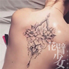 花臂少女tattooz45复古异域风情黑白性感，莲花藤后背纹身贴刺青