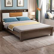 全实木床现代简约1.8米双人床，主卧家用经济型，1.5米出租房屋单人床