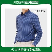 韩国直邮OLZEN 衬衫 OLZEN 男款 深蓝色 条纹细节 衬衫 (ZOA2WC