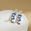 蓝色猫咪铃铛耳环时尚气质高级感创意个性耳钉女蚊香盘无耳洞耳夹