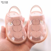 1-3岁女宝宝婴儿学步鞋幼儿凉鞋软底防滑包头小童公主叫叫鞋夏季