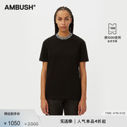 AMBUSH女士黑色经典LOGO针织饰领圆领短袖T恤