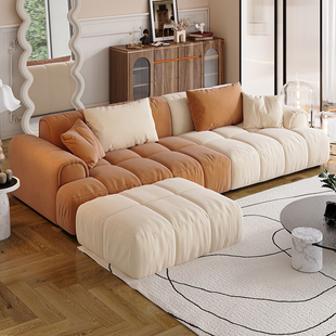全友家私轻奢直排沙发磨砂，布艺奶油风客厅小户型现代简约北欧