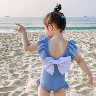 2024泳衣女婴儿连体女童比基尼可爱速干露背蝴蝶结儿童游泳衣韩版