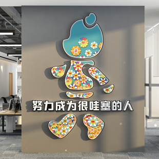 办公室墙面装饰仔企业文化，司设计高级感氛围布置会议，励志标语背景