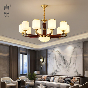 全铜新中式吊灯客厅灯仿古典红木，卧室餐厅灯大气，中国风实木灯具