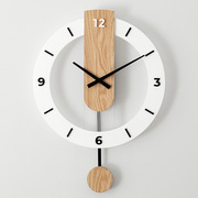 简约挂钟北欧现代实木静音摇摆时钟客厅卧室个性，创意装饰家用挂表
