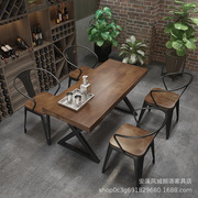 2023酒吧烧烤店桌椅，组合复古工业风实木长方形，咖啡厅酒馆铁艺餐桌
