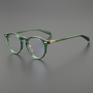 日式高级透绿色板材 波士顿圆复古眼镜框 日本板材近视眼镜女气质