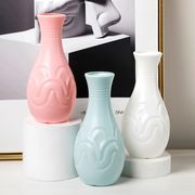 塑料花瓶北欧色花瓶，装饰工艺品仿釉耐摔干湿，花插花容器客厅装摆件