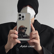Asea小众ins美式镜面墨镜小狗适用苹果15手机壳iPhone14promax13女12趣味搞怪11全包防摔保护套高级感软