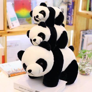 黑白熊猫公仔毛绒玩具国宝大熊猫，趴趴抱枕玩偶娃娃儿童女男孩礼物