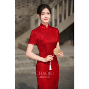新中式旗袍日常可穿红色真丝桑蚕丝夏季高考2024送考绝美改良
