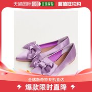 香港直邮潮奢asos女士，设计宽版湖蓝色蝴蝶结，尖头淡紫色芭蕾舞鞋
