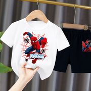 蜘蛛侠男童运动套装夏季中小童男孩宝宝短袖T恤薄款宽松儿童夏装