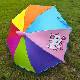 卡通彩虹儿童雨伞男女童小学生，幼儿园宝宝长柄，伞黑胶晴雨伞儿童伞