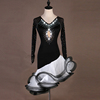 珍珠镶钻拉丁舞连衣裙演出比赛服广场舞三步踩伦巴恰恰舞裙