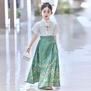 .女童马面裙套装小女孩薄款汉服裙中国古风儿童唐装夏季半身裙明