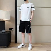 耐克顿冰丝休闲运动套装，男士夏季短袖t恤短裤薄款两件套一套搭配