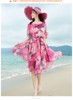 波西米亚长裙沙滩裙，海边度假2021夏季花(夏季花)裙子海滩雪纺连衣裙女