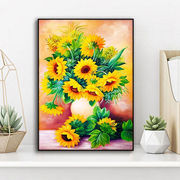 向日葵十字绣2023太阳花瓶满绣客厅卧室花卉系列小件简单手工