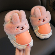冬季卡通可爱兔子加绒加厚保暖厚底室，内外防滑软底包根儿童棉拖鞋