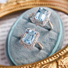 宝创集1.5克拉天然巴西海蓝宝戒指18K白金镶嵌钻石彩宝女戒珠宝