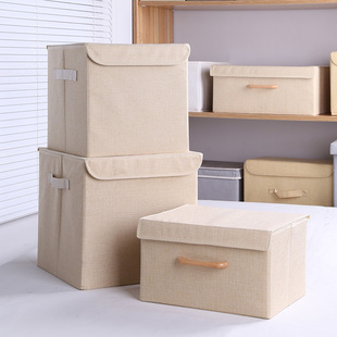 文艺ZAKKA亚麻风木把手收纳盒大小号日式衣物收纳箱杂物整理