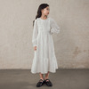 2023秋装女童法式温柔风白色连衣裙中大童长袖设计感桔梗大摆长裙