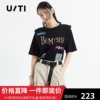 uti尤缇2022春季街头个性印花垫肩T恤女圆领上衣UH101190A590