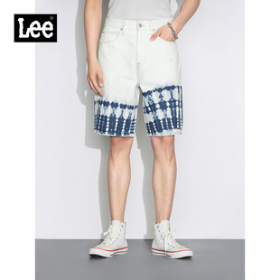 Lee商场同款春夏白色扎染蓝色男牛仔短裤LMB1009033HH-483
