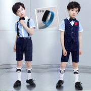 小男孩花童礼服夏季短袖马甲短裤三件套装韩版儿童西装钢琴演出服