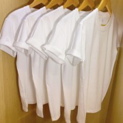 日本夏季重磅厚实纯色圆领纯棉T恤白色打底衫短袖男女情侣半袖tee