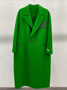 2021欧版西装领羊绒大衣女中长款宽松显瘦绿色羊毛双面呢外套