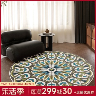 圈绒复古欧式圆形地毯客厅茶几圈绒毛毯古典美式卧室床边隔音垫