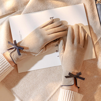 女士麂皮绒防风，韩版时尚秋季手套