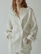 亚麻白色防晒衬衫女夏季薄款女士棉麻衬衣高级感麻料上衣宽松长袖