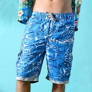 夏威夷品牌长款沙滩裤男休闲短裤泳裤热裤宽松大码速干PW005