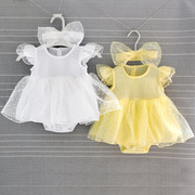 婴幼儿夏季连衣裙连体衣女孩公主裙 满月服 0-12个月裙子