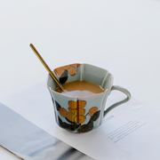 冰片釉纯手绘枇杷陶瓷茶杯品茗杯家用早餐杯日式主人杯单个牛奶杯