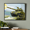送男友礼物创意油画手绘diy数字填色卧室现代装饰画 飞机坦克战舰
