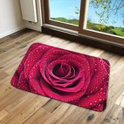 红色玫瑰花垫子进门卧室门厅，厨房卫生间门m口，地垫脚垫家用防滑垫