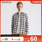ZIOZIA秋季款黑白格子柔软透气舒适商务长袖休闲衬衫JZZ3WC1503